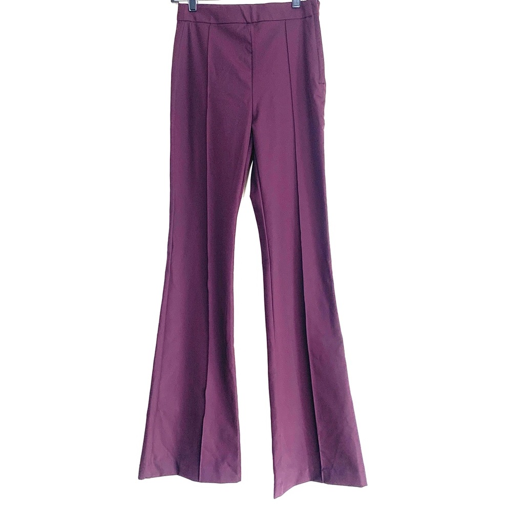 H&M Highrise Flat Front Flare Leg Burgundy Pants